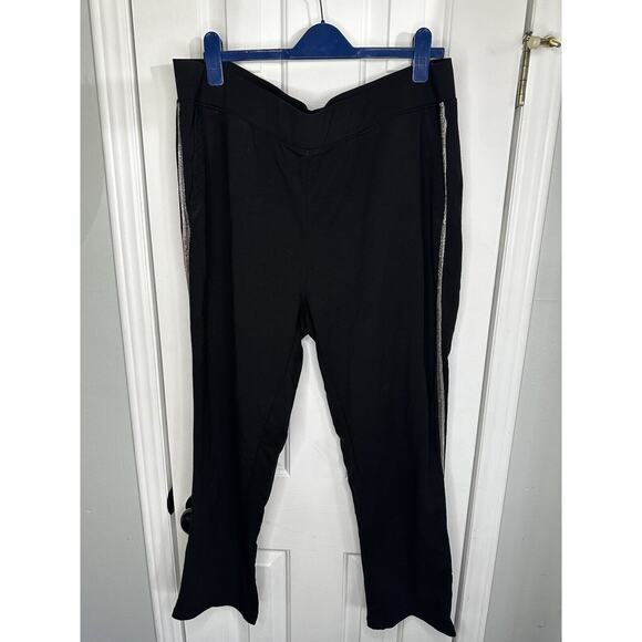 Chico's Track Pants Piping Womens XXL 4 Black Pull-On Stretch Pockets - Picture 1 of 7